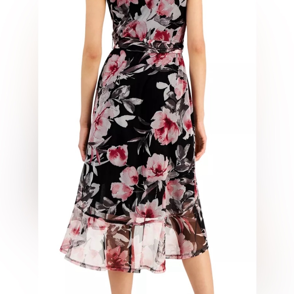 CONNECTED Floral High-Low Ruffled Bottom Dress Tie Waist Size 8 NWT - Picture 10 of 11